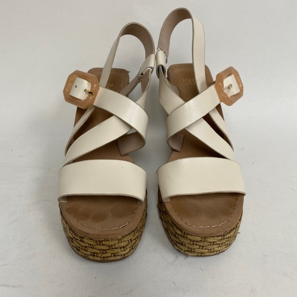Louise et Cie Palina Platform Wedge Sandal White Rattan Size 8 - Picture 4 of 12